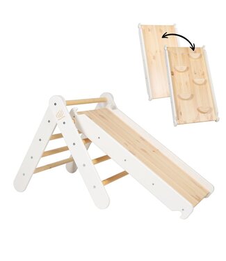 MeowBaby Klimdriehoek met glijbaan/klimwand | Wit