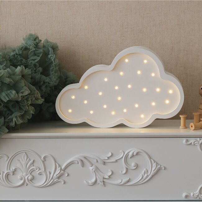 Lampe nuage en bois blanc – éclairage chaleureux et fait main pour chambre d’enfant ou intérieur