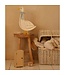 Houten gans lamp in wit met blauw strikje – sfeervolle, handgemaakte verlichting voor kinderkamer of interieur