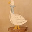 Wooden goose lamp in white with blue bow – cozy, handmade lighting for children’s room or home interior