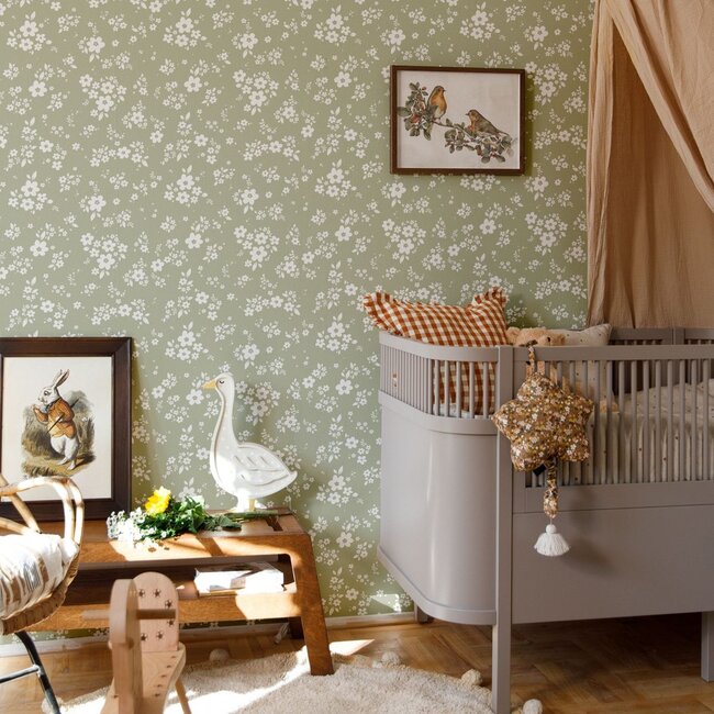 Houten gans lamp in wit met blauw strikje – sfeervolle, handgemaakte verlichting voor kinderkamer of interieur