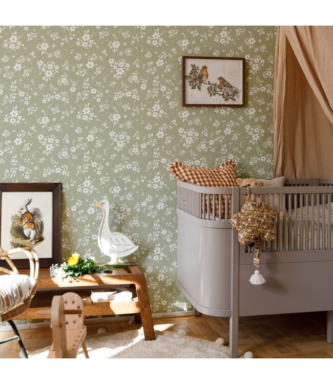 Houten gans lamp in wit met blauw strikje – sfeervolle, handgemaakte verlichting voor kinderkamer of interieur