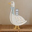 Wooden goose lamp in white with blue bow – cozy, handmade lighting for children’s room or home interior