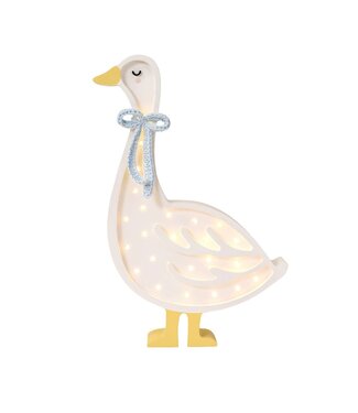 Little Lights Gans lamp hout | Wit met blauw strikje