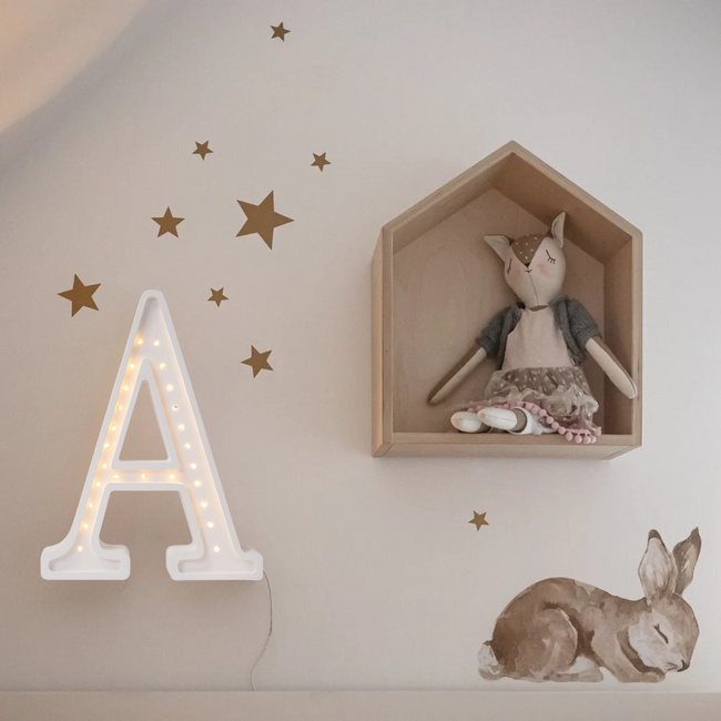 Wooden letter lamp A – handmade cozy lighting for kids’ room or home