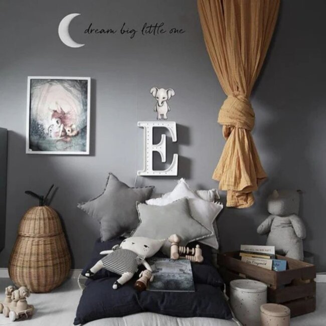Wooden letter lamp E – handmade cozy lighting for kids’ room or home