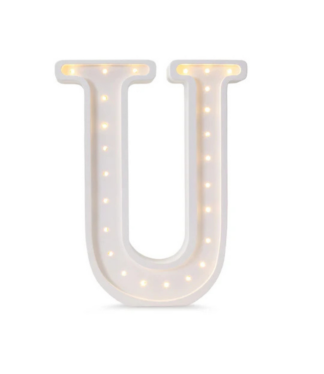 Houten letter lamp U – handgemaakt en sfeervolle verlichting voor kinderkamer of interieur