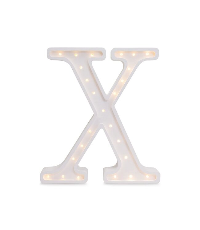 Houten letter lamp X – handgemaakt en sfeervolle verlichting voor kinderkamer of interieur