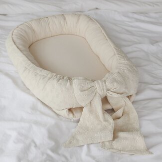 Babyly Nid d’enfant avec nœud en coton - Lilly | Beige clair
