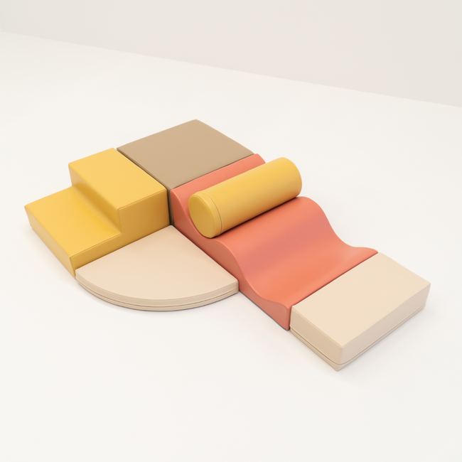 Foam blocks set Explorer – soft blocks for safe and playful climbing | Pastel Pink