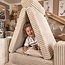 Caramelkleurige mini Montessori Waffle-speelbank van zachte corduroy stof