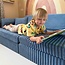 Mini banc de jeu Montessori Waffle bleu en tissu velours côtelé doux