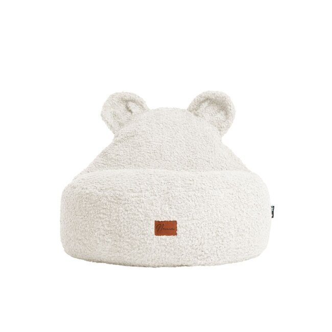 Beiger Kinder-Sitzsack Bär aus weichem Bouclé-Stoff für bequemes Sitzen