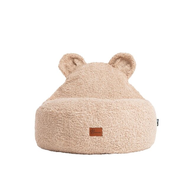 Taupé kids bean bag Bear in soft bouclé fabric for comfortable seating