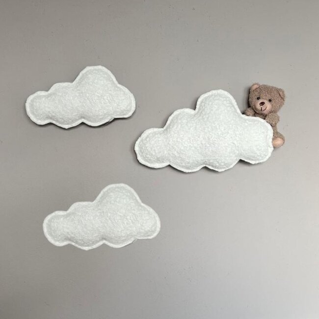 Wolkjes met beertje 3-delig – schattige wanddecoratie voor baby- en kinderkamer