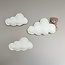 Clouds with teddy bear 3-piece – cute wall decoration for baby or kids’ room