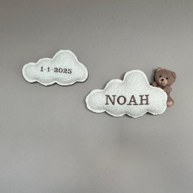 Clouds with teddy bear 3-piece – cute wall decoration for baby or kids’ room