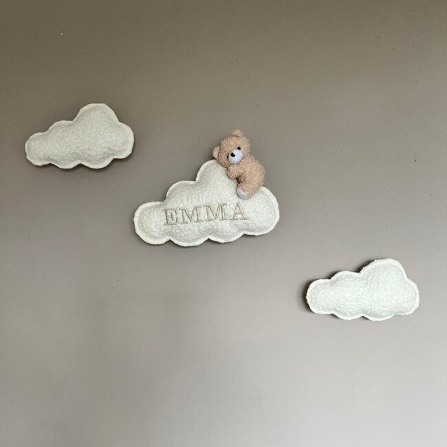 Wolkjes met beertje 3-delig – schattige wanddecoratie voor baby- en kinderkamer