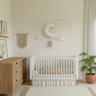 Marjems Wanddekoration Kinderzimmer Wolkenset mit Bär auf Schaukel | 4-teilig