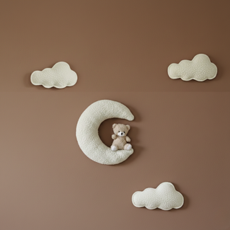 Marjems Décoration murale chambre nuages avec ourson sur lune | 4 pièces