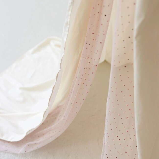 Boho Betthimmel mit Tüll & Quasten | Creme | 245 cm