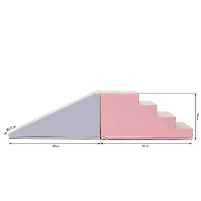 Toboggan XL en blocs de mousse aux tons pastel doux pour chambre d’enfant et aire de jeu