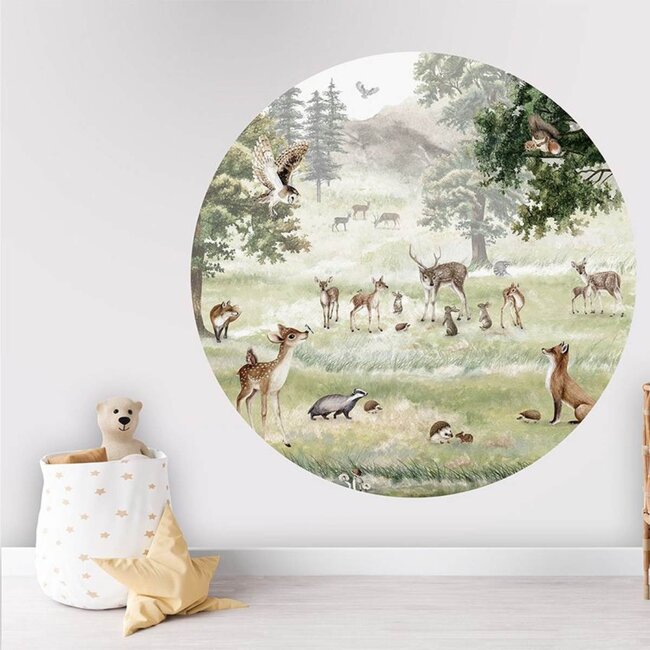 Wall Circle Forest Fun – sweet forest animals for the kids’ room
