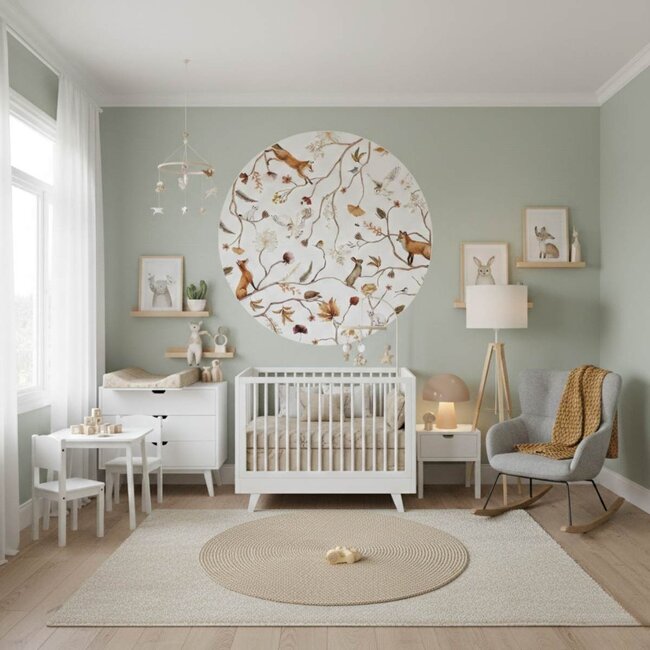 Wandkreis Playful Forest – verspielte Füchse und Äste fürs Kinderzimmer