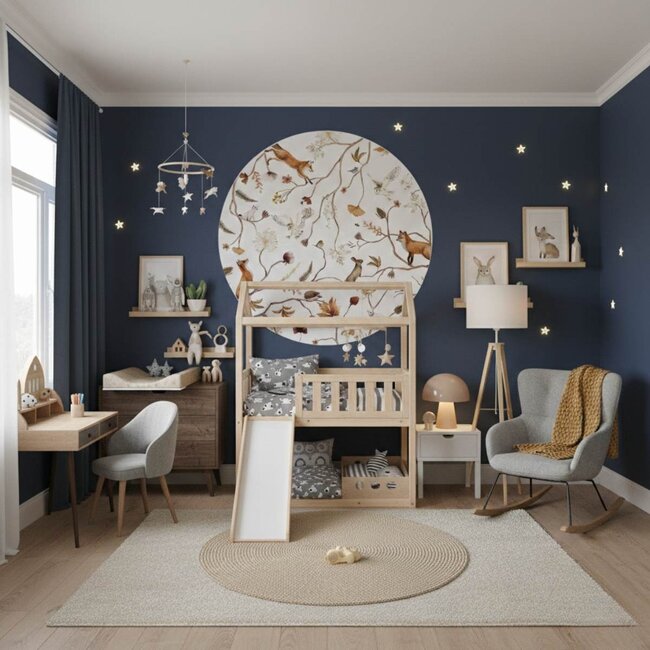 Wandkreis Playful Forest – verspielte Füchse und Äste fürs Kinderzimmer