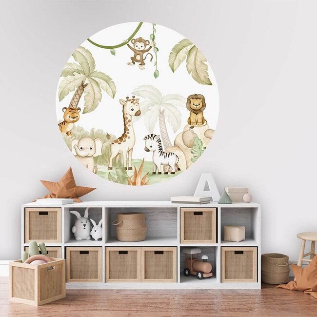 Cercle Mural Savvanah Joy– animaux safari enfantins dans un style joyeux