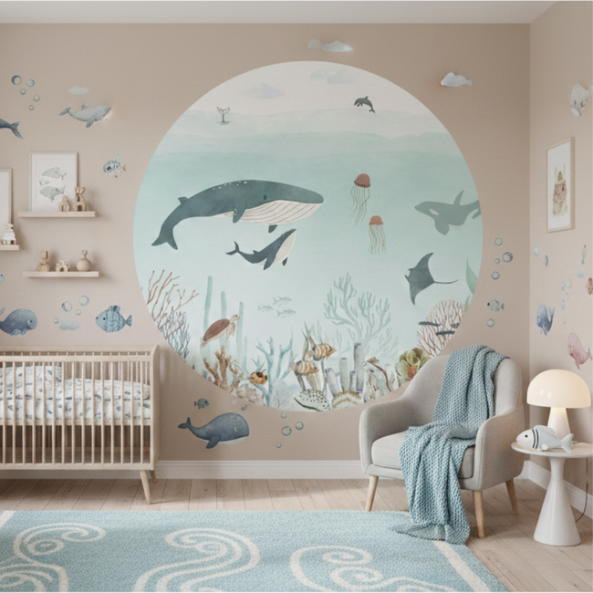 Wall Circle Sensational Sea | Underwater World with Dolphins & Whales