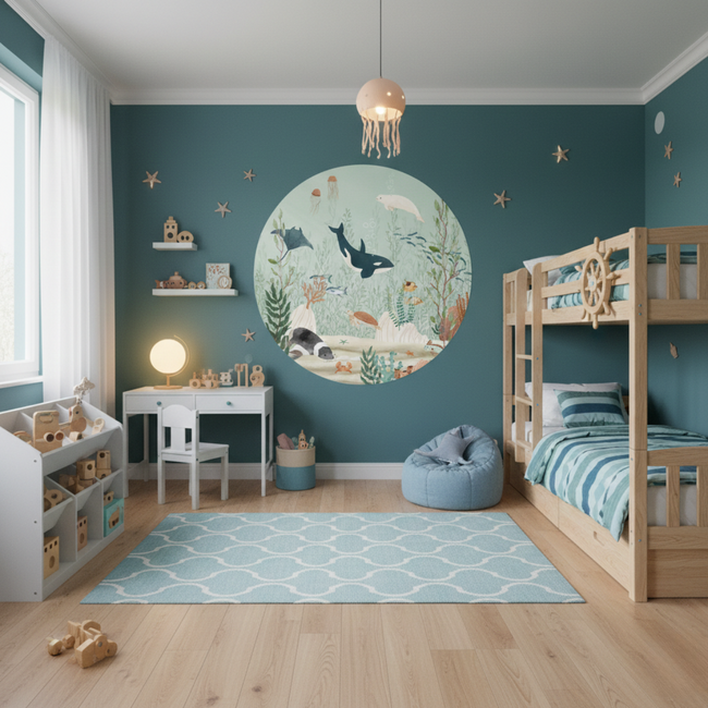 Cercle mural Kelp Forest | Monde sous-marin avec orques et kelp