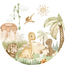 Wandkreis Dino Babys | Niedliche Baby-Dinos in einer verspielten Welt