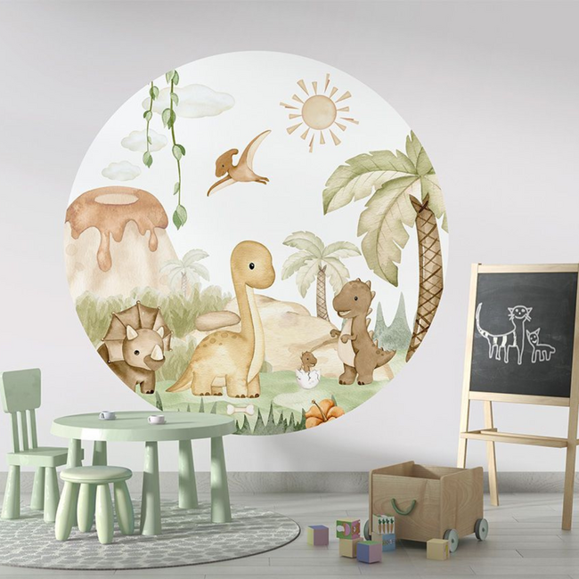 Wall Circle Dino Babies | Cute baby dinos in a playful world