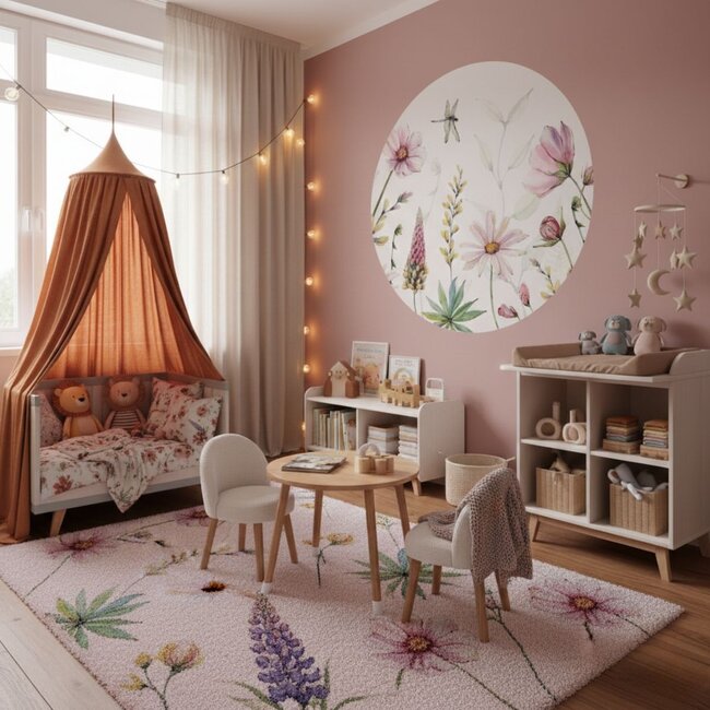 Wall Circle Fabulous Flowers – large flowers for a cheerful kids’ room