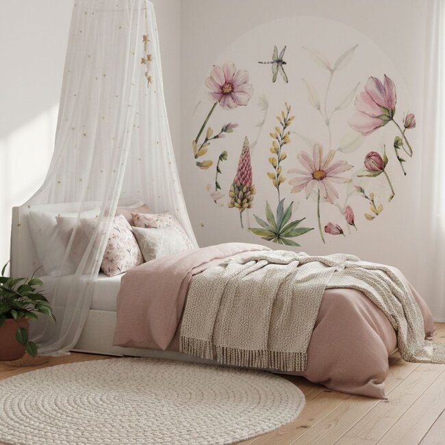 Muurcirkel Fabulous Flowers – grote bloemen voor een vrolijke kinderkamer