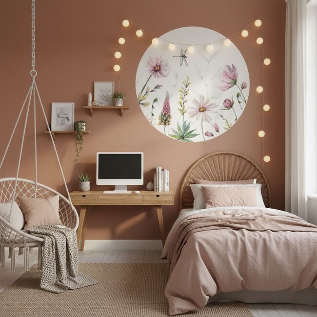 Muurcirkel Fabulous Flowers – grote bloemen voor een vrolijke kinderkamer