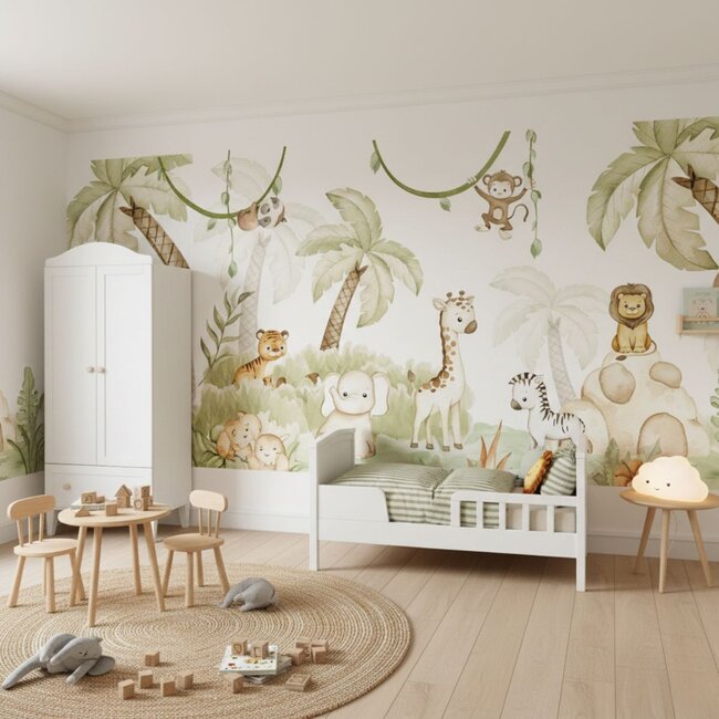 Savannah Joy papier intissé – animaux de safari joyeux pour chambre enfant