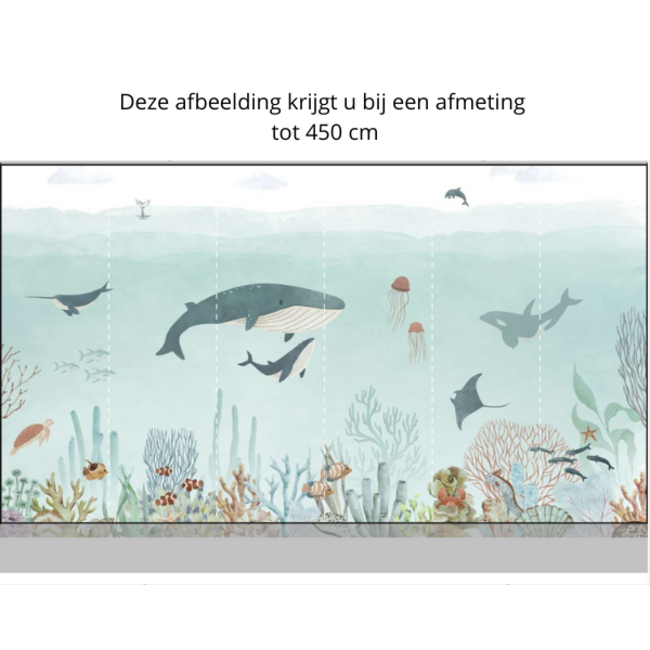 Sensational Sea non-woven wallpaper – colorful underwater world with dolphins and whales