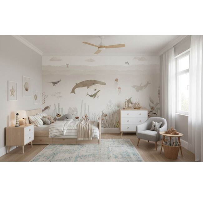 Sensational Sea papier intissé – monde sous-marin chaleureux en tons bruns avec dauphins et baleines