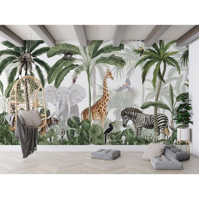 Jungle Jive non-woven wallpaper – colorful jungle with animals and plants
