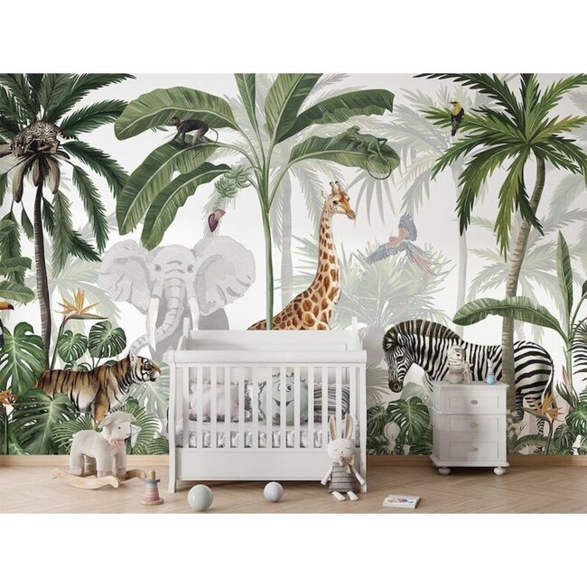 Jungle Jive non-woven wallpaper – colorful jungle with animals and plants