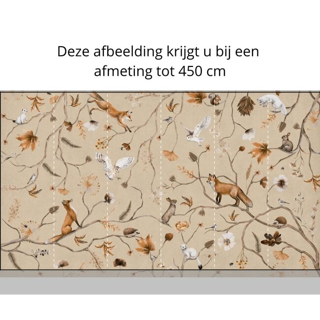 Playful Forest Non-Woven Wallpaper Beige for Nursery and Kids Room