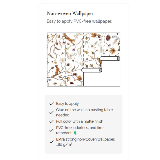 Fotobehang Playful Forest wit – rustgevend bosontwerp voor baby- en kinderkamer