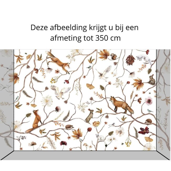 Fotobehang Playful Forest wit – rustgevend bosontwerp voor baby- en kinderkamer