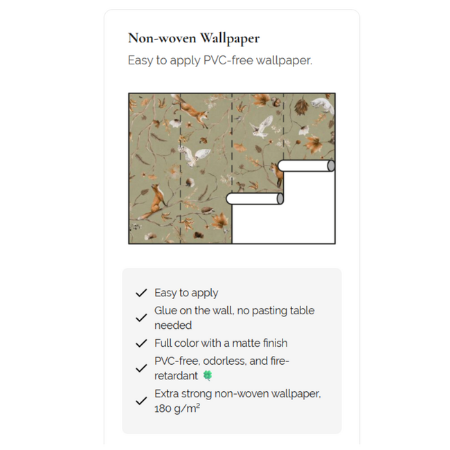 Fotobehang Playful Forest groen – rustgevend bosontwerp voor baby- en kinderkamer