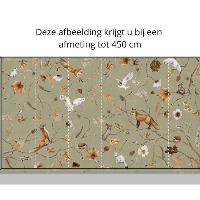 Fotobehang Playful Forest groen – rustgevend bosontwerp voor baby- en kinderkamer