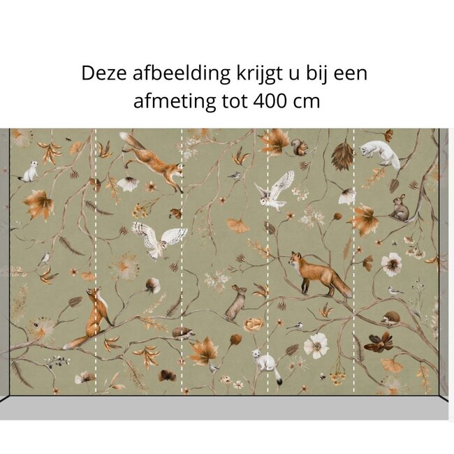 Fotobehang Playful Forest groen – rustgevend bosontwerp voor baby- en kinderkamer