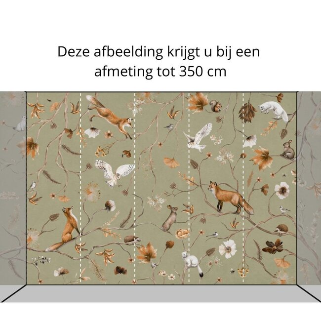 Fotobehang Playful Forest groen – rustgevend bosontwerp voor baby- en kinderkamer