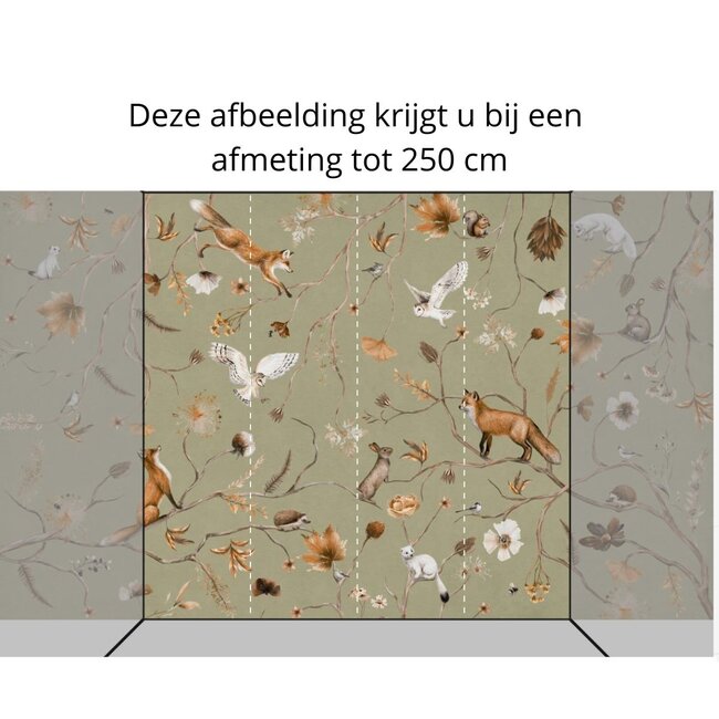 Fototapete Playful Forest Grün – ruhiges Waldmotiv für Baby- und Kinderzimmer